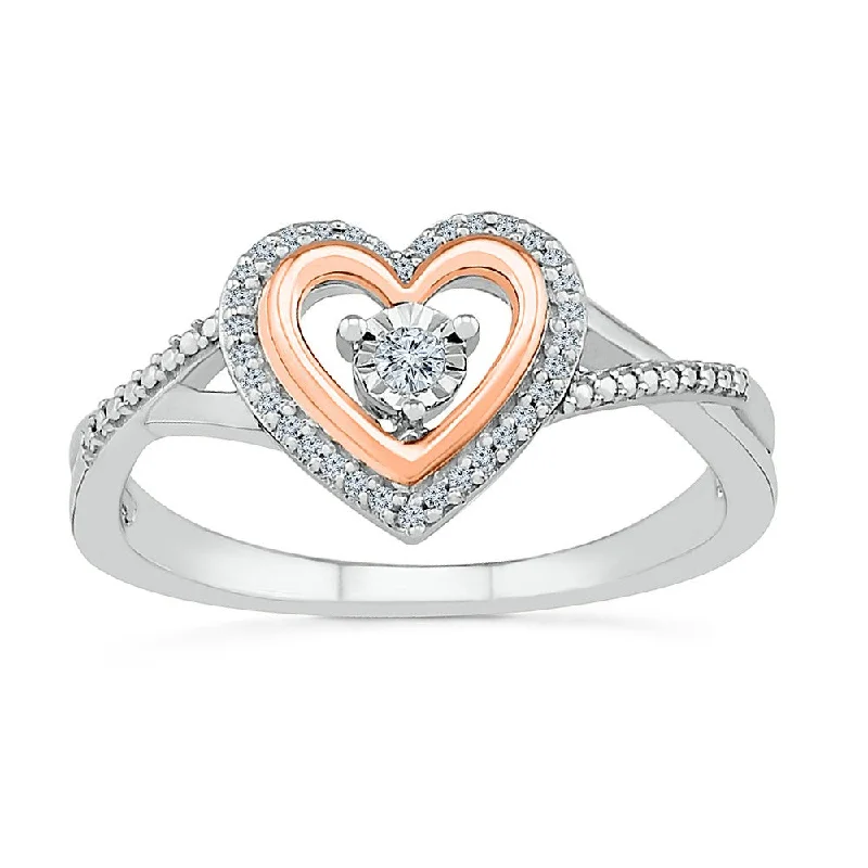 Vintage Promise Rings for Women-1/10ctw Diamond Heart Ring