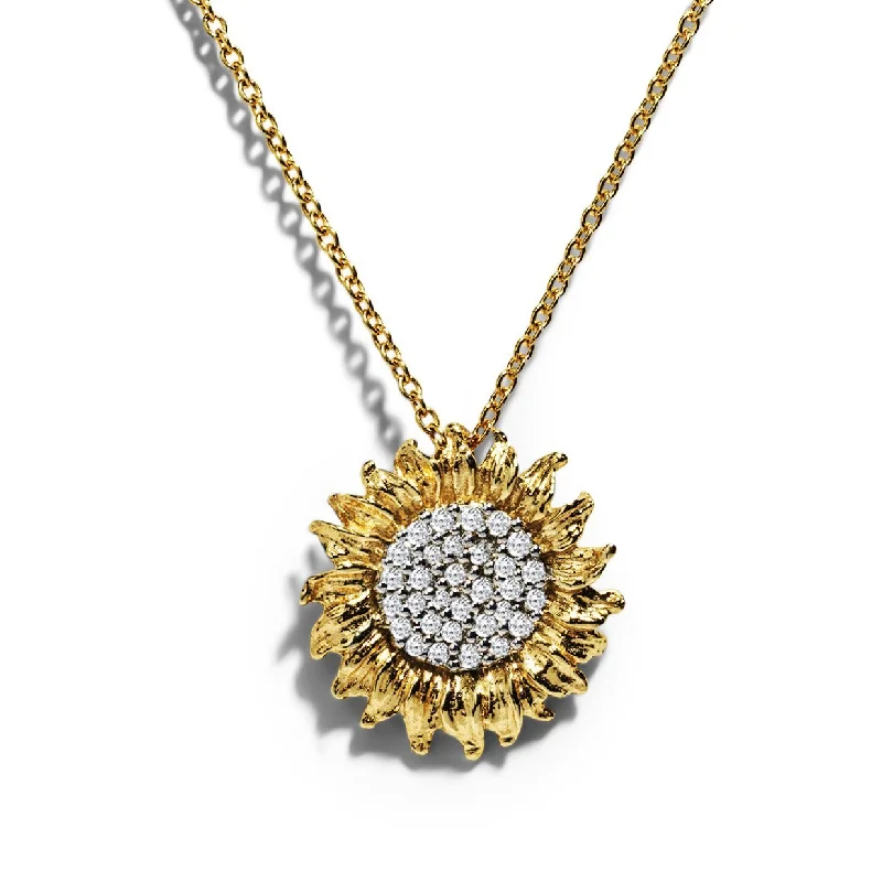 Modern Silver Necklaces-Vincent 15mm Pendant Necklace with Diamonds