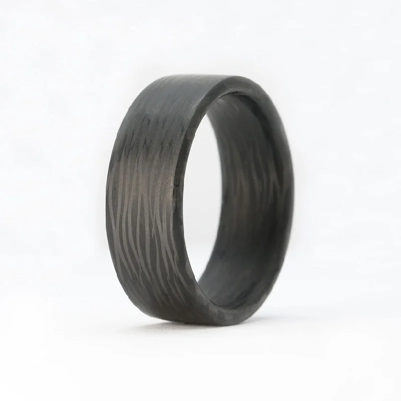 Custom Wedding Bands for Brides and Grooms-The Wave-Men's Carbon Fiber Wedding Band