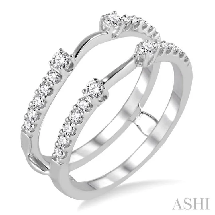 Customizable Engagement Rings-1/2 Ctw Round Cut Diamond Insert Ring in 14K White Gold