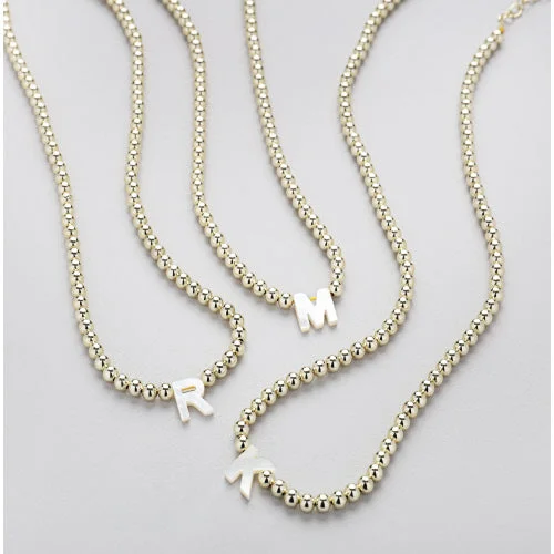 Statement Necklaces-Bead Initial Necklace