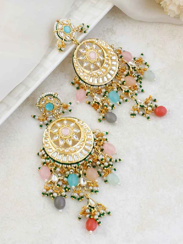 Modern Crystal Earrings-Multicolor Aakifah Chandbalis