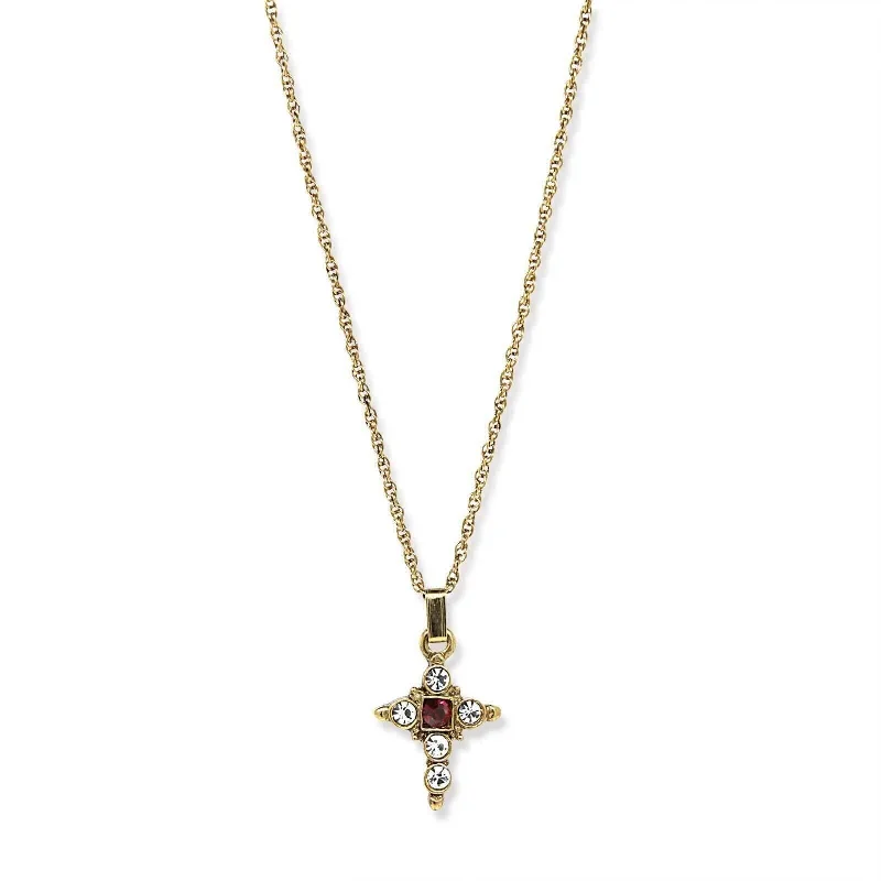 Cross Necklaces-Symbols Of Faith Crystal Cross Pendant Necklace 16" + 3" Extender