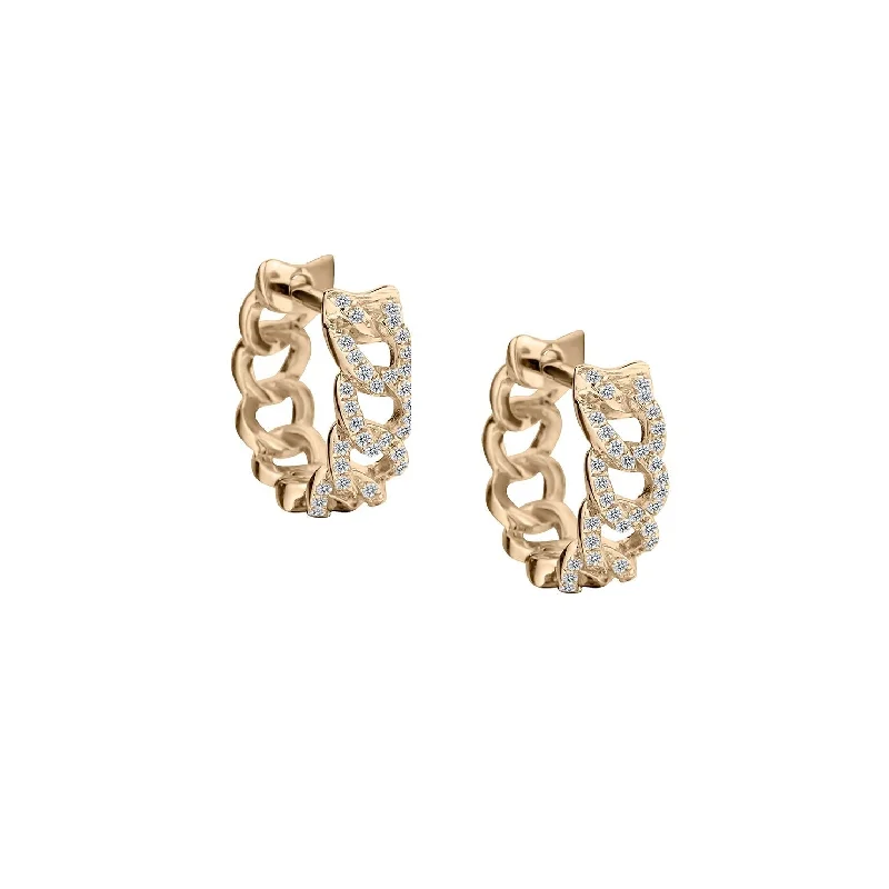 Colored Stud Earrings-DIAMOND HUGGIE LINK EARRINGS