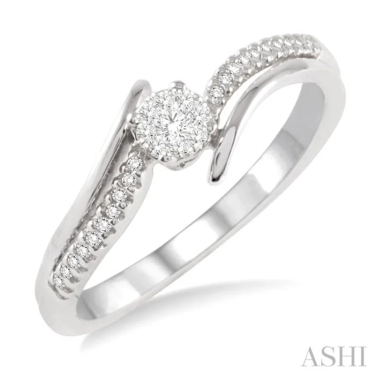 Classic Gold Wedding Rings-1/10 ctw Lovebright Round Cut Diamond Ring in 14K White Gold