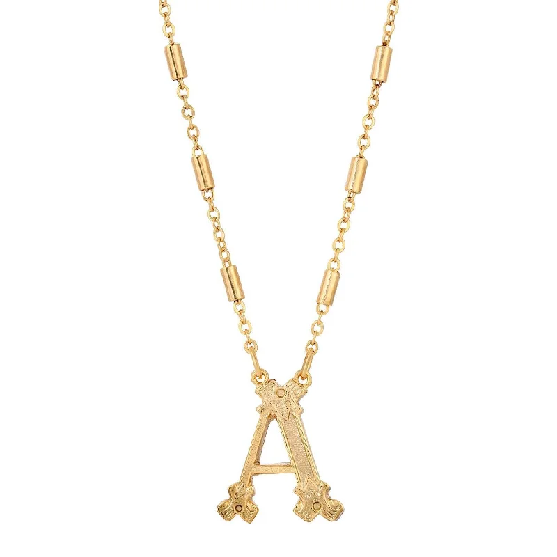 Diamond Necklaces-1928 Jewelry Old Fashioned Initial Pendant Necklace 15" + 3" Extender