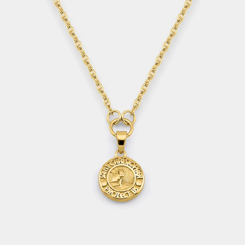 Double Chain Necklaces-Gold Baby St. Chris Necklace