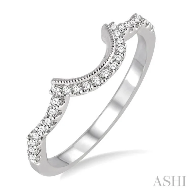 Custom Wedding Bands for Her-1/6 ctw Round Cut Diamond Wedding Band in 14K White Gold