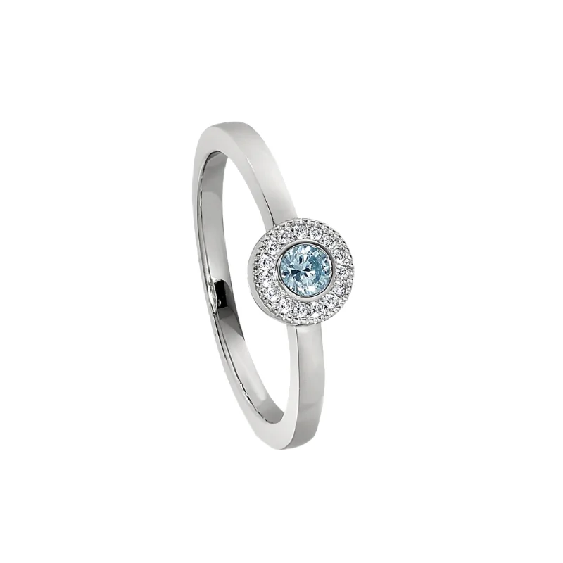 Elegant Diamond Rings-Birth Gems Aquamarine Ring