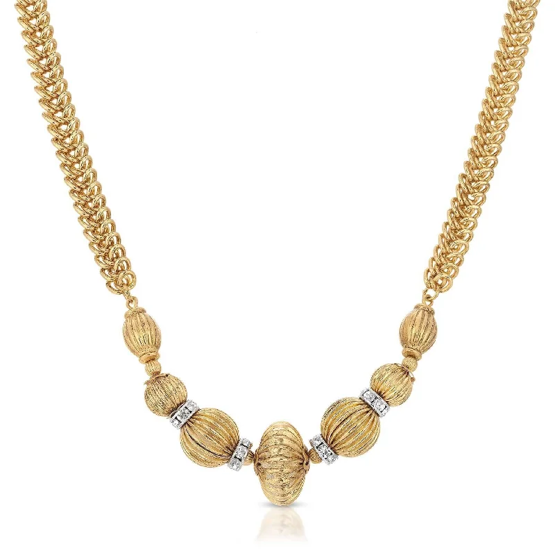 Layered Chain Necklaces-1928 Jewelry Corrugated Bead Crystal Accent Twisted Link Necklace 15" + 3" Extender