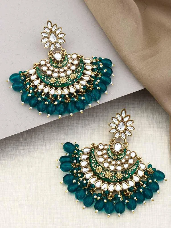 Large Drop Hoop Earrings-Emerald Ajaya Chandbalis