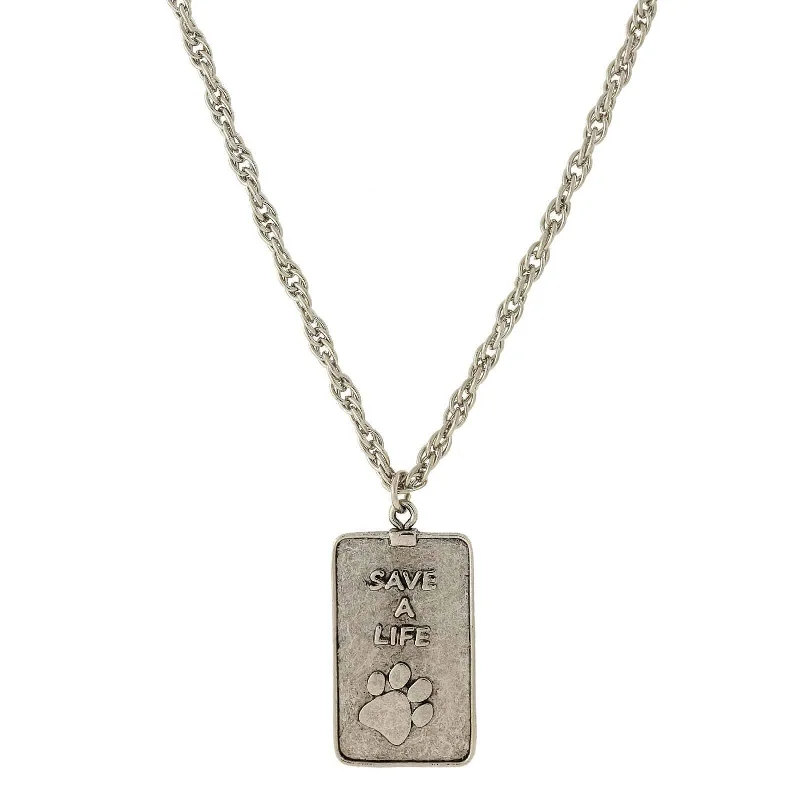 Zodiac Necklaces-1928 Jewelry Save A Life Dog Tag Pendant Necklace 32"