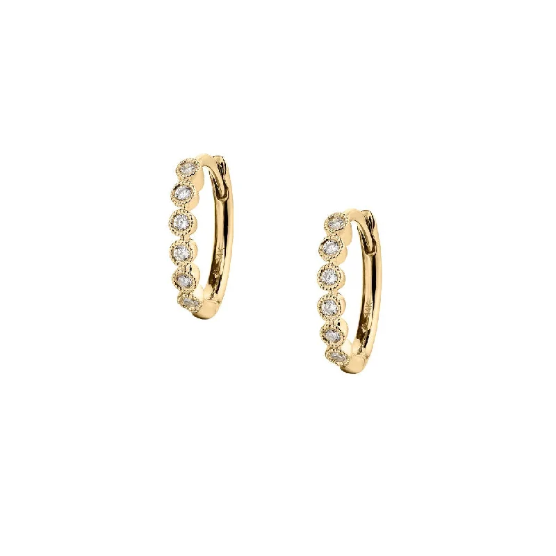 Luxury Designer Earrings-BEZEL SET DIAMOND HUGGIE EARRINGS