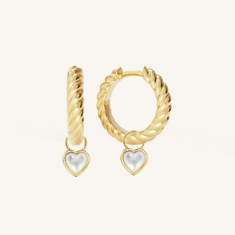 Handmade Dangle Earrings-Devote Heart Rope Hoops