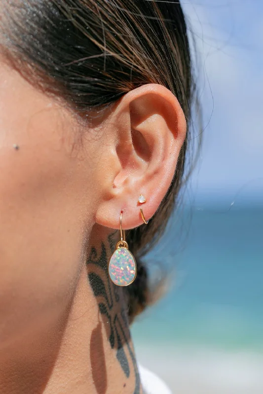 Small Hoop Earrings for Women-Sale - Tiny Open Opal Hoop Earrings - Kalino