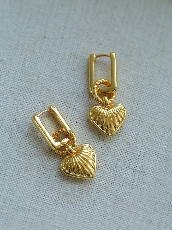 Artistic Crystal Earrings-Classic Striped Heart Hoops Earrings