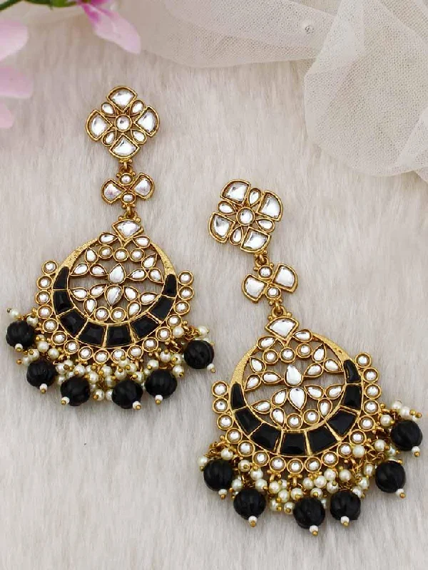 Custom Crystal Earrings-Jet Anvi Chandbalis