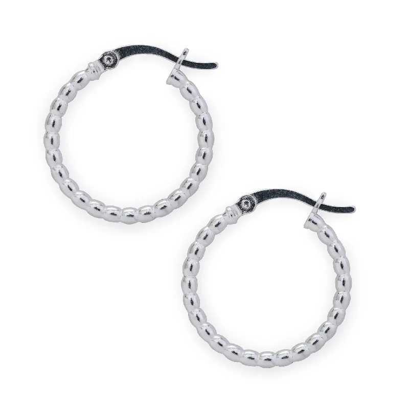 Crystal Dangle Earrings-Silver Beaded Hoop Earrings