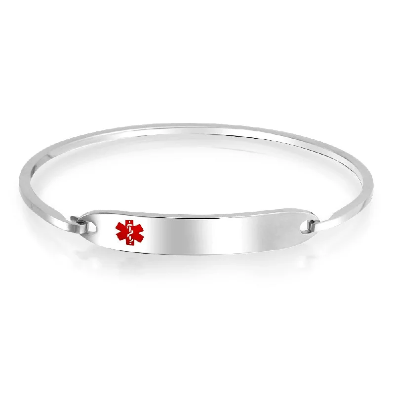 Handcrafted Gemstone Bracelets with Initials-Sleek Medical ID Bracelet Bangle Stainless Steel 7 Inch