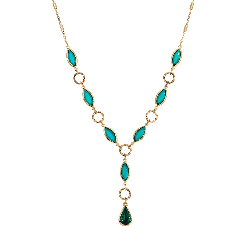 Floral Necklaces-1928 Jewelry Emerald Garden Stone Y Necklace 16+3 Necklace