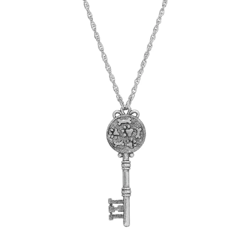 Diamond Necklaces-1928 Jewelry Paws And Bones Skeleton Key Pendant Necklace 28"