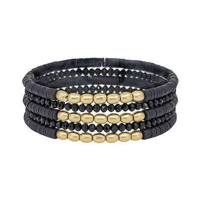 Customizable Beaded Leather Bracelets for Women-Meghan Browne Joy Bracelet - Black