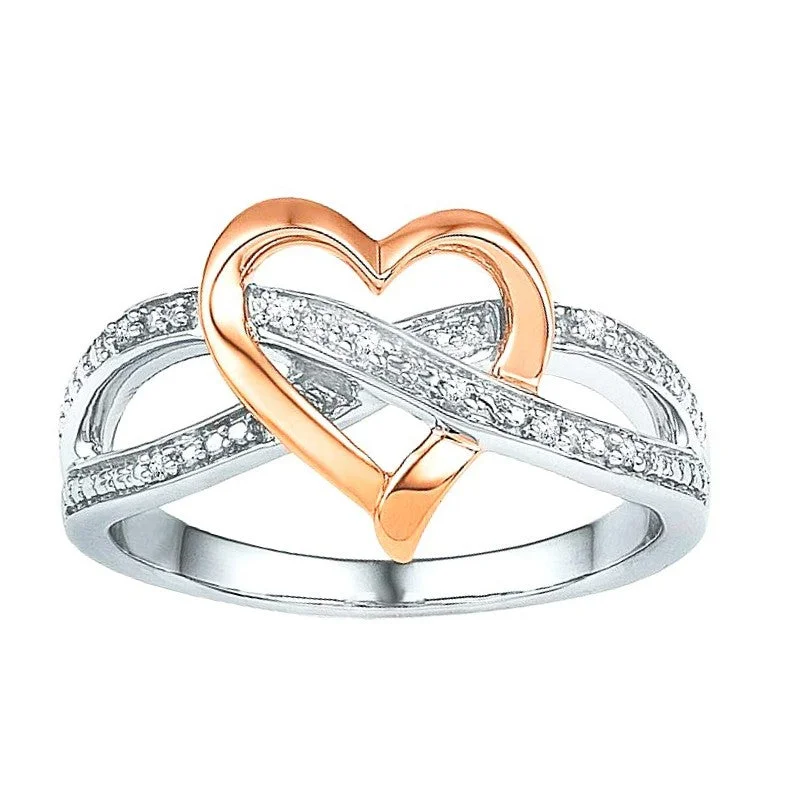 Custom Vintage Promise Rings-.07ctw Diamond Infinity Heart Ring