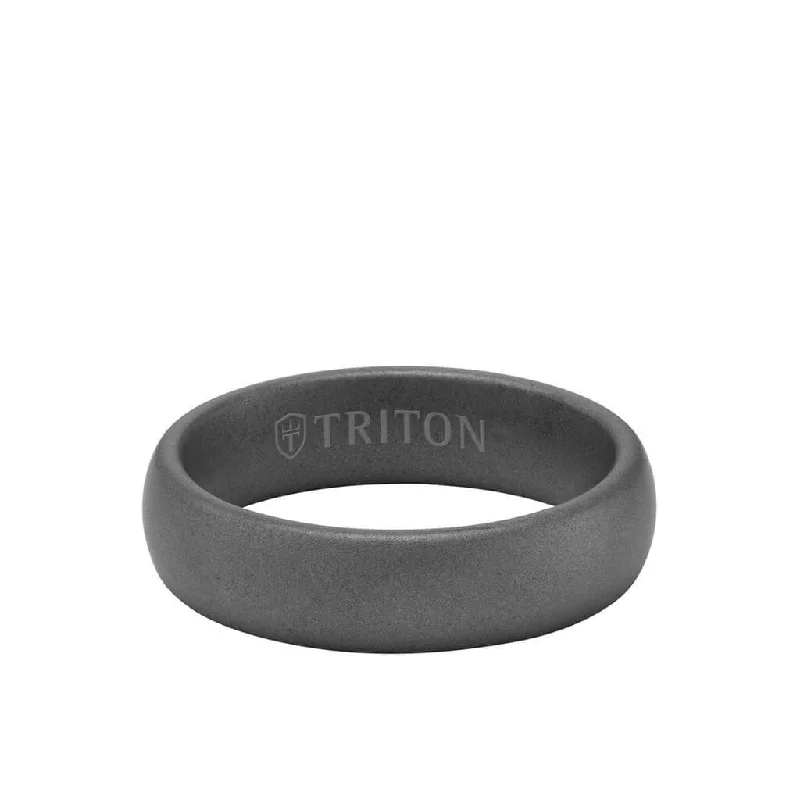 Wedding Rings with Personal Engraving-6MM Tungsten Carbide Ring - Light Sandblasted Finish and Rolled Edge