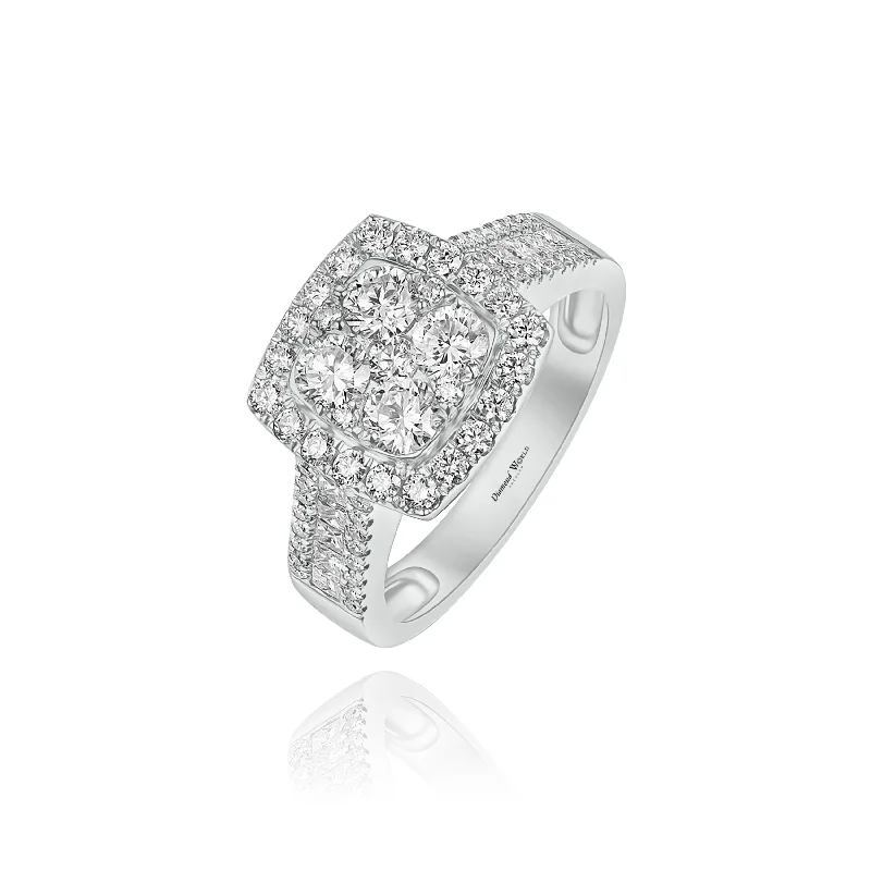 Fashion Engagement Rings for Women-Halo Cushion Invisible Diamonds "Joan" Ring