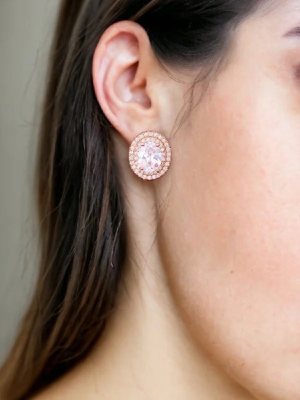 Minimalist Drop Earrings-Rose Gold Lisa Zirconia Studs