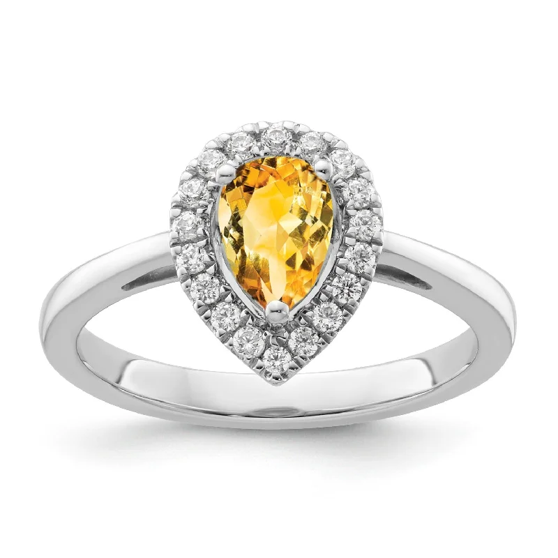 Gemstone Wedding Rings for Men-Citrine Diamond Halo Ring