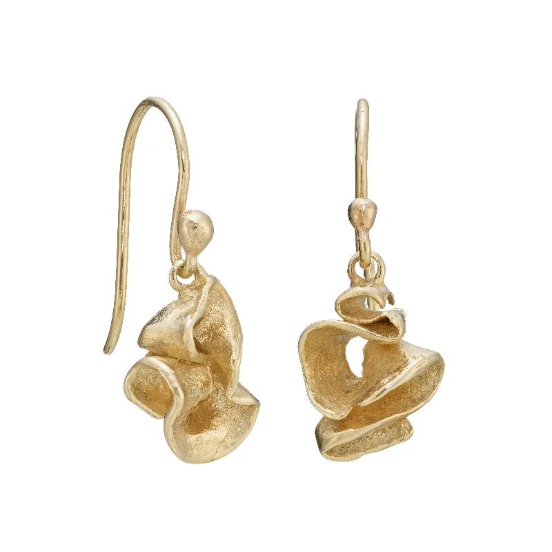 Simple Hoop Drop Earrings-Furl Drops 9ct Gold