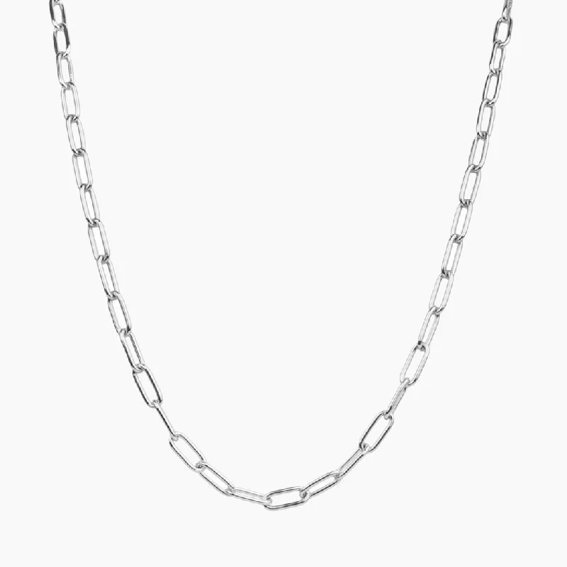 Long Necklaces-Chunky Paperclip Necklace (Silver)