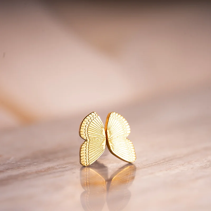 Luxury Gemstone Hoop Earrings-Gold Butterfly Wing Stud Earrings: Become One with Nature