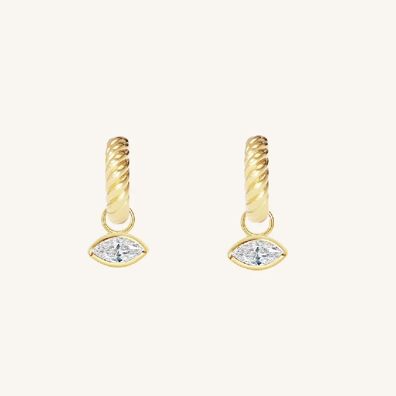 Large Pearl Earrings for Women-Louvre Charm Hoops