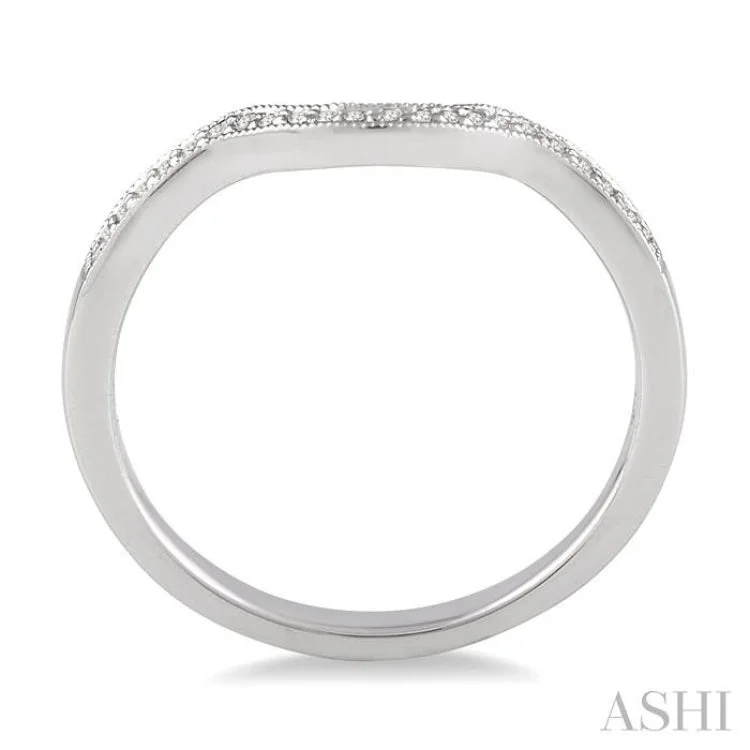 Luxury Wedding Bands with Diamonds-1/20 Ctw Round Cut Diamond Wedding Band in 14K White Gold