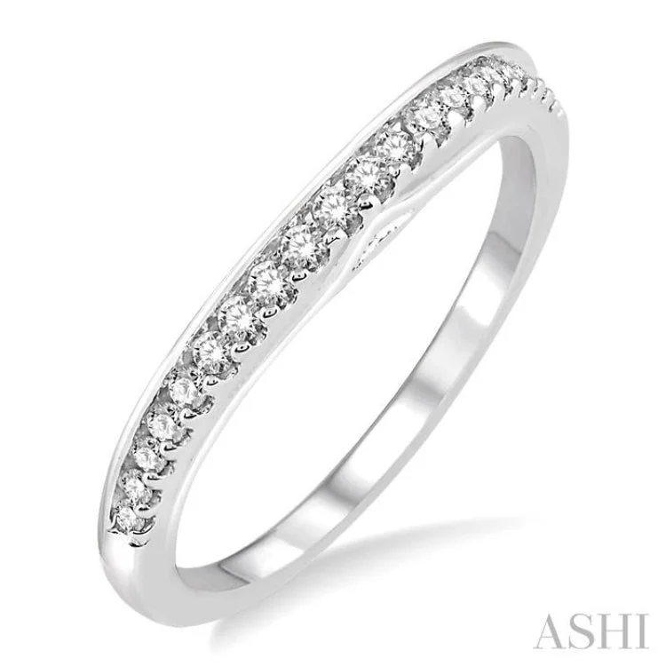 Custom Stackable Wedding Rings-1/4 Ctw Round Cut Diamond Wedding Band in 14K White Gold