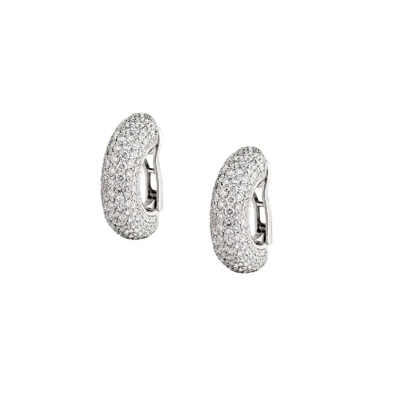 Sparkling Hoop Drop Earrings-PAVÉ DIAMOND CHUBBY DIAMOND EARRINGS