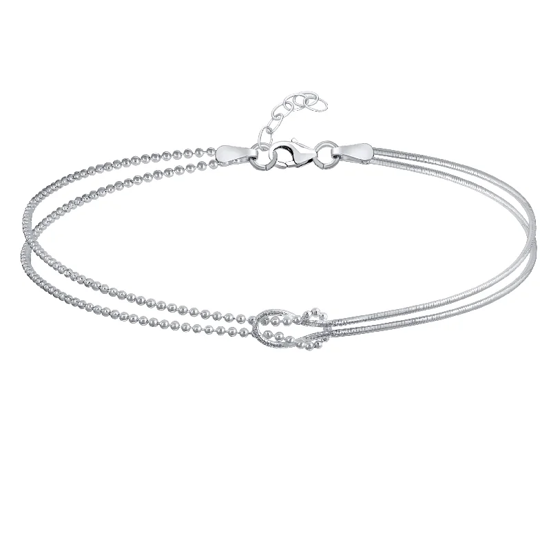 Personalized Silver Cuff Bracelets for Women-Romantic Love Knot Infinity Anklet Ankle Bracelet Sterling Silver