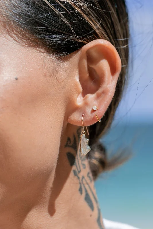 Large Drop Hoop Earrings-Sale - Tiny Open Rainbow Moonstone Hoop Earrings - Hokulani