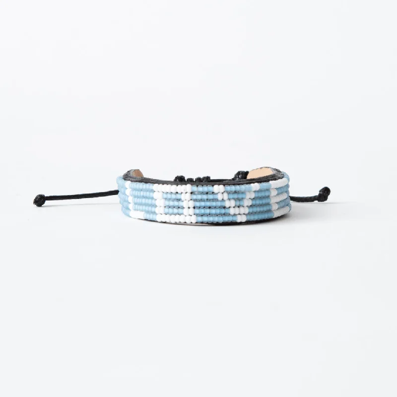 Women’s Customizable Leather Charm Bracelets-LOVE Bracelet - Blue/White