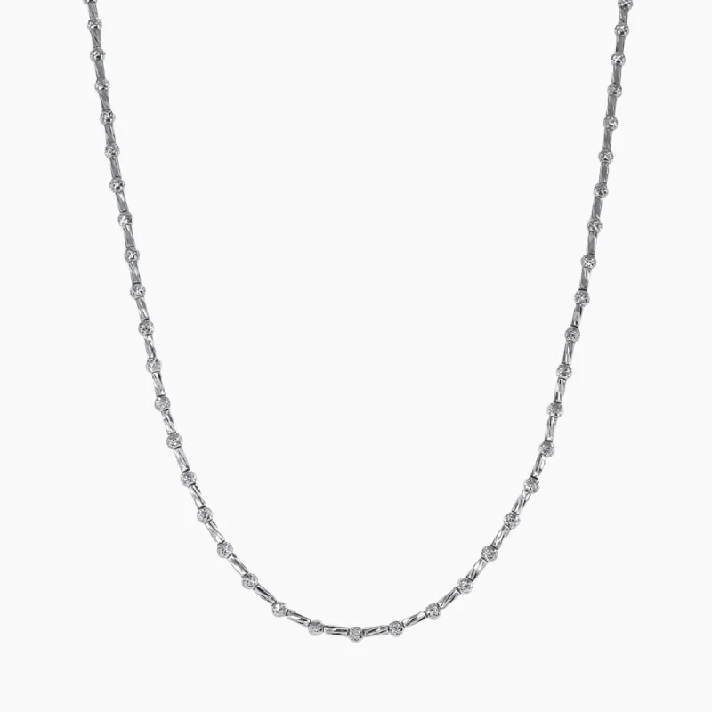 Crystal Necklaces-Lunar Bead Necklace in Rhodium Overlay