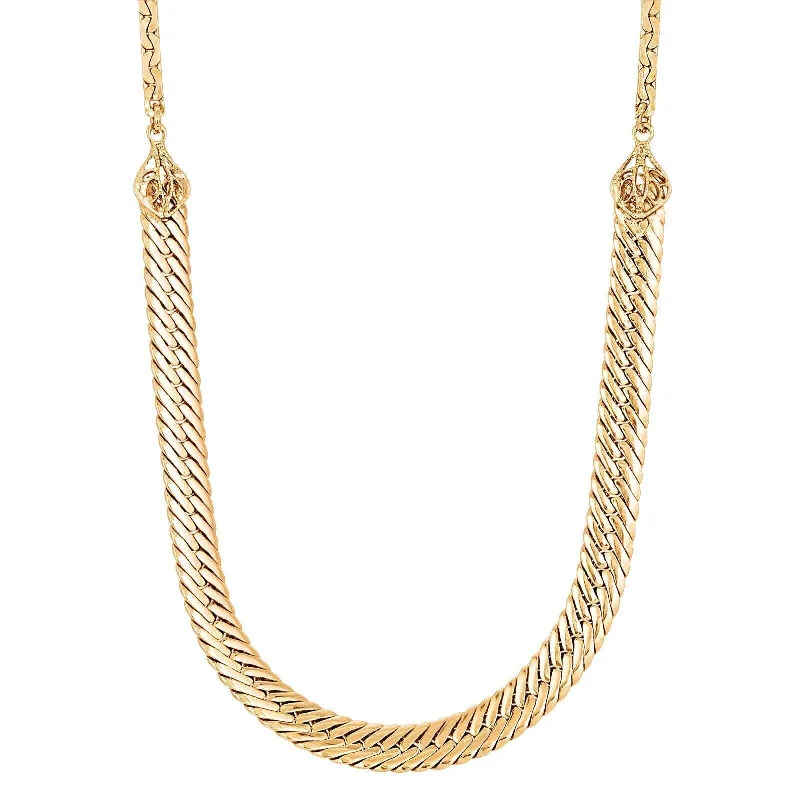 3D Printed Necklaces-1928 Jewelry Gold Fancy & Swaged Chain Necklace 16" + 3" Extender