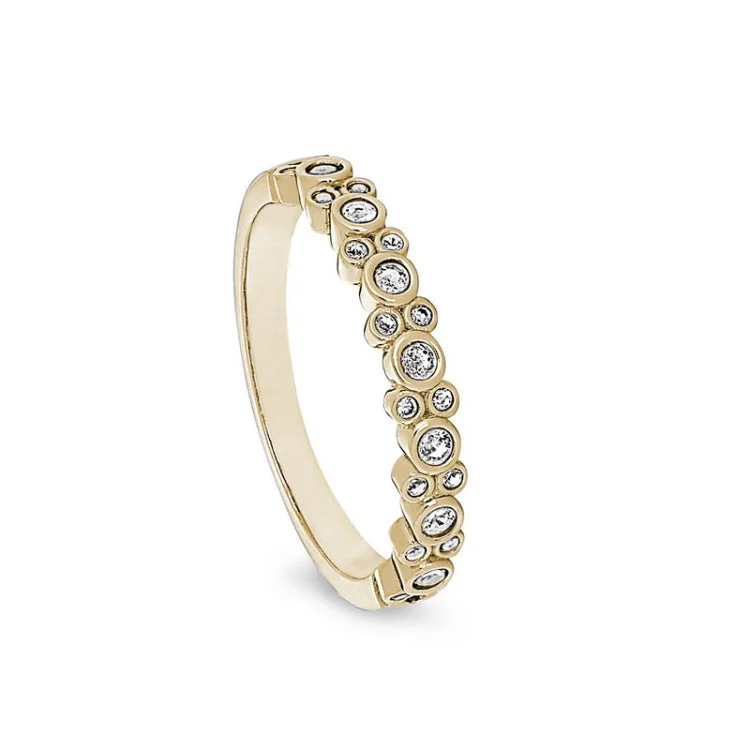 Customizable Wedding Ring Sets-Gold Finish Sterling Silver Bubbles Ring with Simulated Diamonds