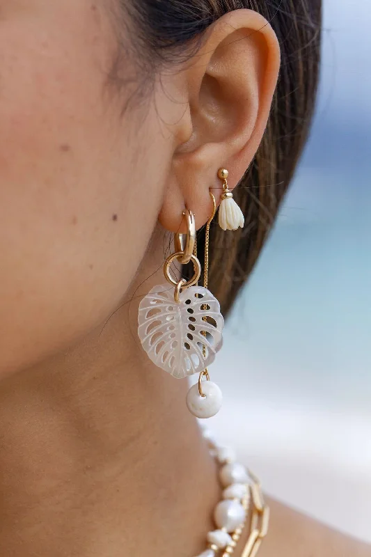 Elegant Pearl Hoop Earrings-Pikake Stud Earrings - Aloalo