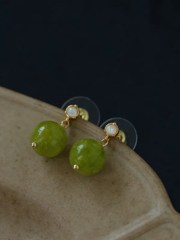 Elegant Designer Earrings-Green Grape Stone Drop Earrings