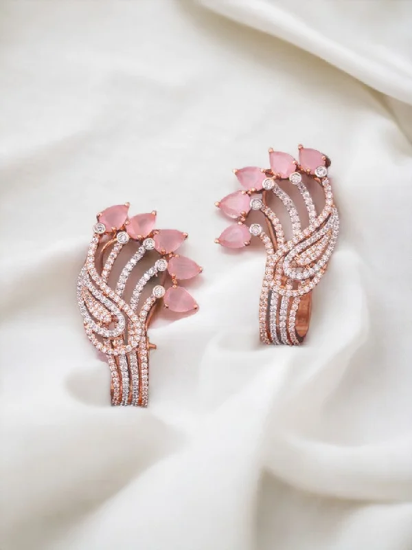 Custom Pearl Drop Earrings-Blush Samira Zirconia Hoops