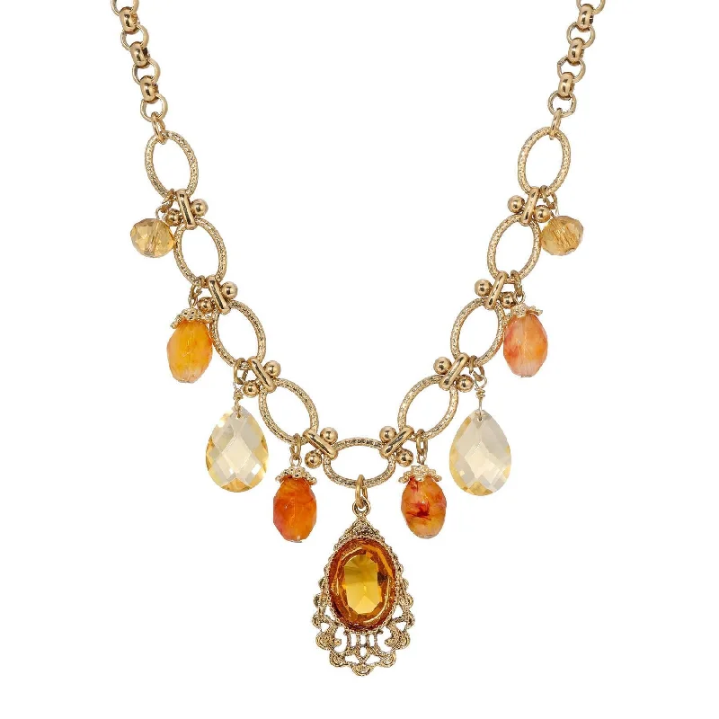 Elegant Pendant Necklaces-1928 Jewelry Imperial Topaz Crystal Beaded Necklace 16" + 3" Extension