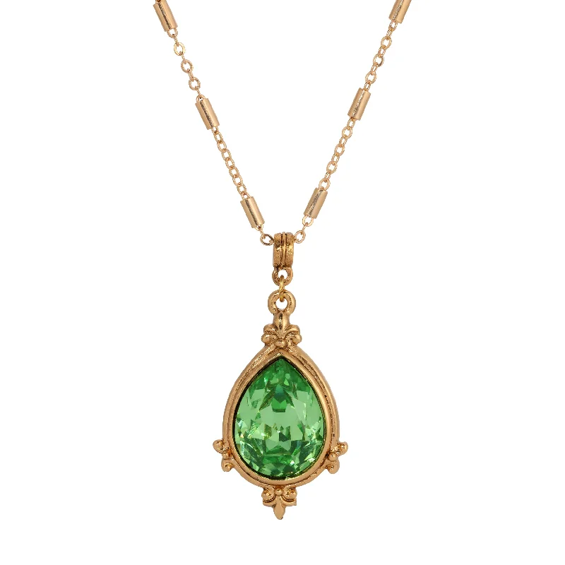 3D Printed Necklaces-1928 Jewelry Mughal Peridot Green Crystal Pendant Necklace 18"