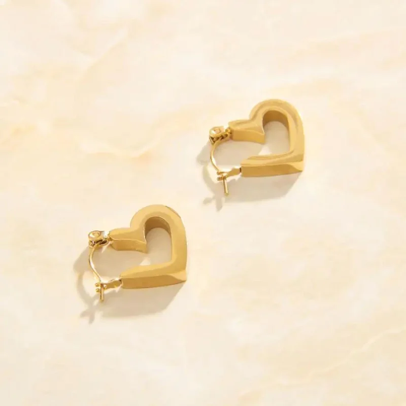 Classic Crystal Earrings for Women-Heart Shape Hoop Earrings